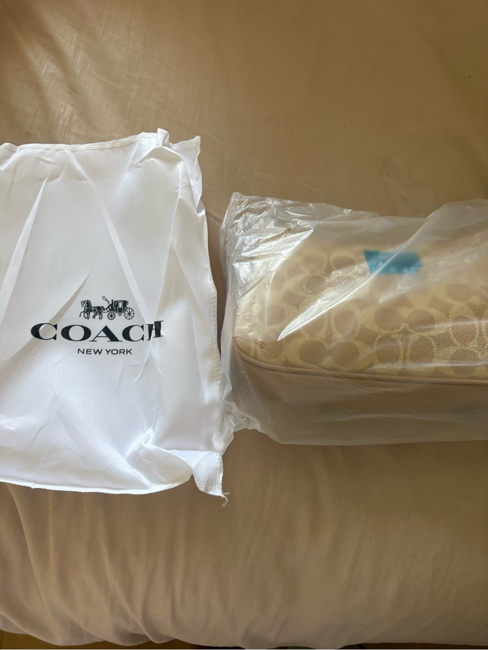 Coach Signature Canvas Shoulder Bag in Light Beige and Cream - Picture 6 of 6